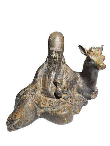 Antique Japanese Figure of Jurojin () with Deer () – Old