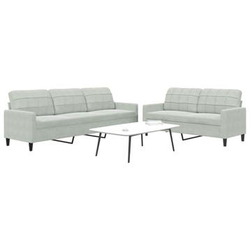vidaXL 2-delige Loungeset met kussens fluweel lichtgrijs, Verzenden, Nieuw
