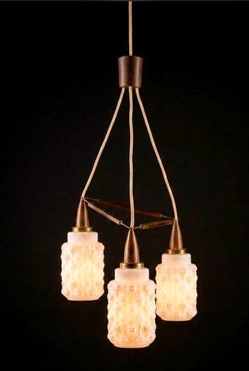 Massive - Plafondlamp - Messing, Hout, Glas, Antiek en Kunst