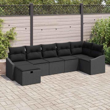 vidaXL Bankstel 7 st poly rattan, Verzenden