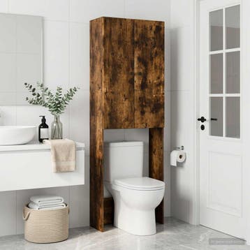 vidaXL Toiletkast BREDA Gerookt eiken 66 x 25,5 x 190 cm, Verzenden, Nieuw