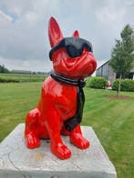 Beeld, funny dog with sunglasses in redcolor - 60 cm -