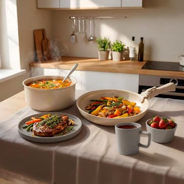 Keukenstartersset voor 6 personen met servies, Nieuw