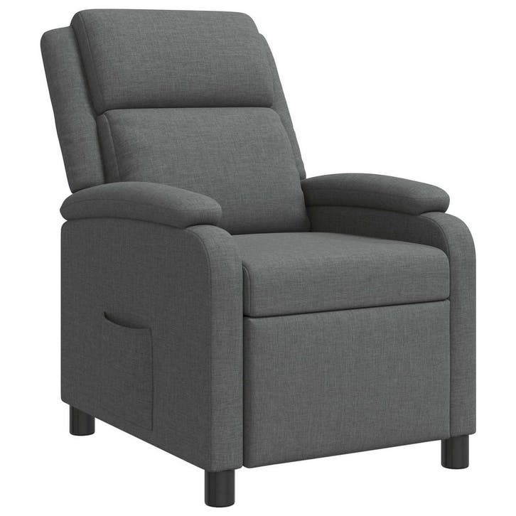vidaXL Recliner Donkergrijs Stof, Maison & Meubles, Fauteuils, Envoi