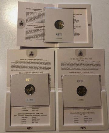 Vaticaan. 2 Euro 2025 (3 monete) (Zonder minimumprijs)