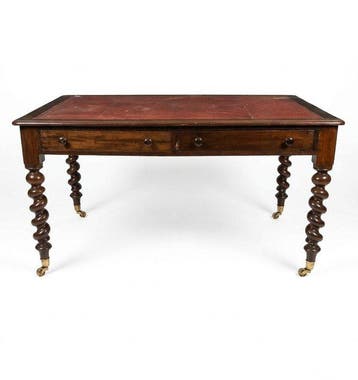 Schrijftafel - Mahonie - Antieke Engelse bureau-tafel, Antiek en Kunst