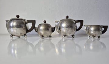 Service à thé et café (4) - Peltre - Art déco italien des, Antiek en Kunst