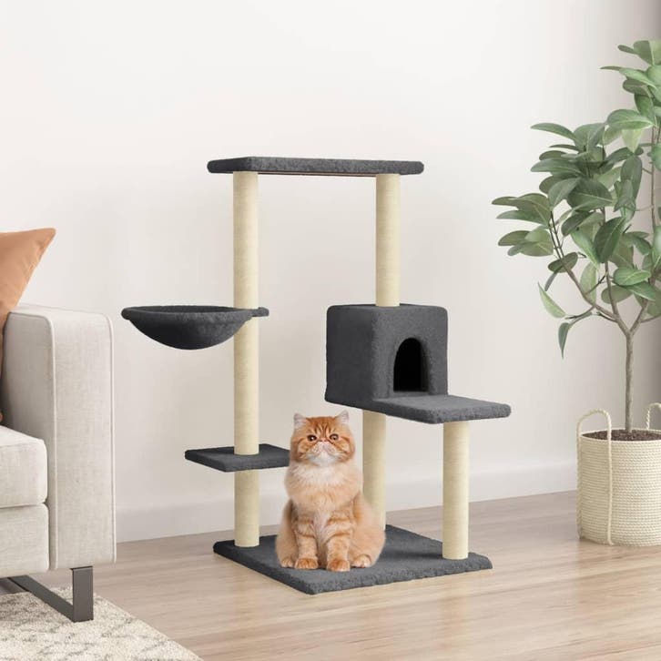 vidaXL Kattenmeubel met sisal krabpalen 95 cm donkergrijs, Dieren en Toebehoren, Katten-accessoires, Nieuw, Verzenden