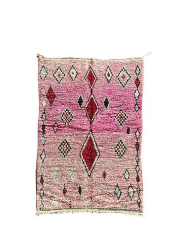 New Moroccan Boujad Rug – Soft Pink Wool Carpet with Berber