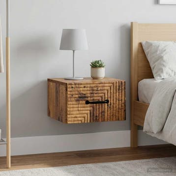 vidaXL Muurbevestigde Nachttafel 2 st Oud hout 34,5 x 33 x, Verzenden, Nieuw