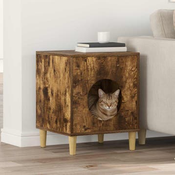 vidaXL Kattenhuis Rook Eiken 42,5 x 40 x 53 cm Bewerkt hout, Verzenden, Nieuw