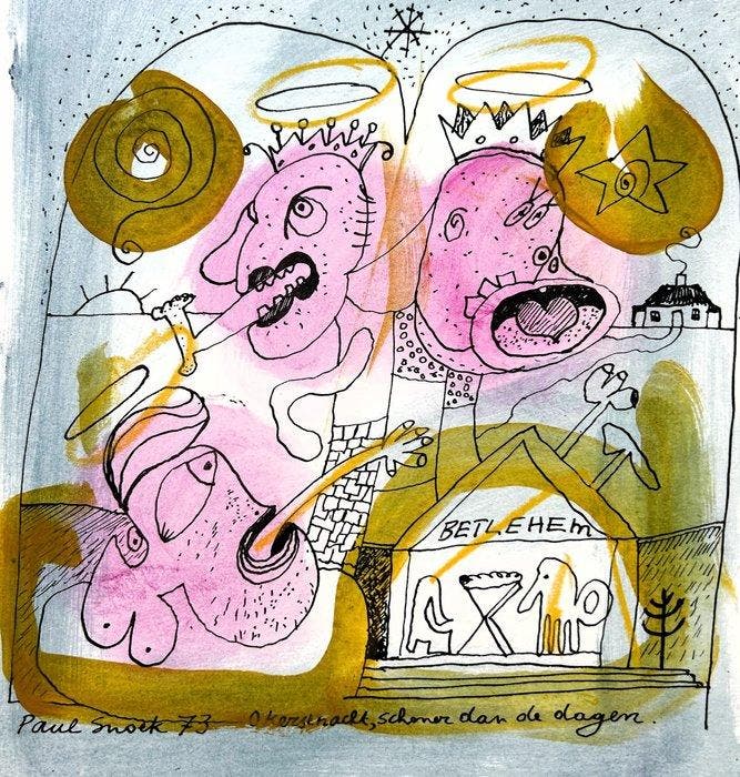 Paul Snoek (1933-1981) - Kerstnacht, Antiquités & Art, Antiquités | Autres Antiquités