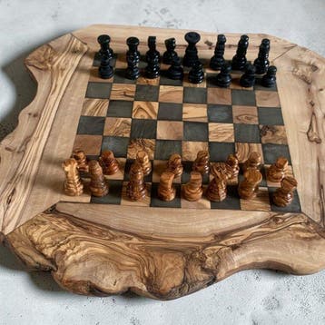 Schaakspel - en bois d’olivier – fait main - Hout