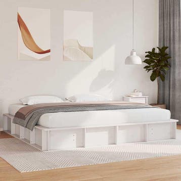 vidaXL Bedframe Wit 180 x 200 cm Massief grenenhout, Verzenden, Nieuw