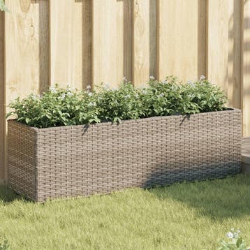 vidaXL Plantenbak met 3 potten 105x30x32 cm poly rattan, Verzenden, Nieuw