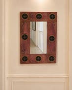 Spiegel - Hout, Glas - Houten frame met gouden afwerking, Antiek en Kunst