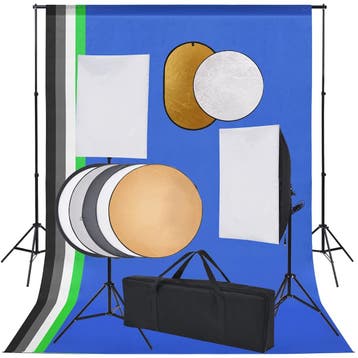 vidaXL Fotostudioset met softboxlampen, achtergrond en, Verzenden