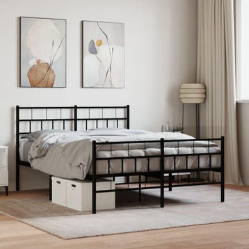 vidaXL Bedframe met hoofd- en voeteneinde metaal zwart, Verzenden, Nieuw