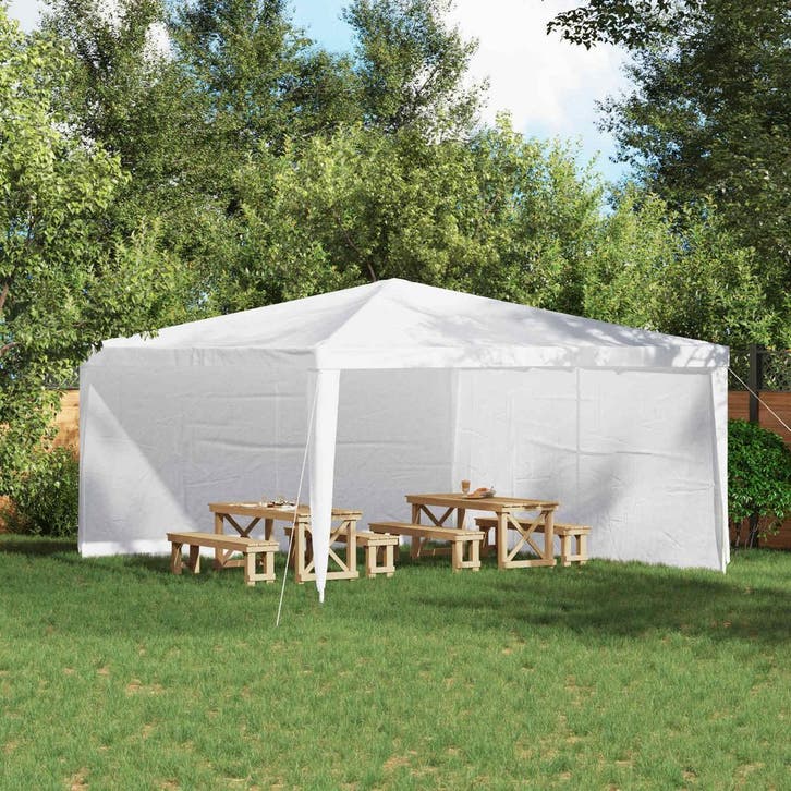 vidaXL Party Tent Zijwand 2 pcs Wit 400 x 195 cm PE en staal, Jardin & Terrasse, Tonnelles, Envoi