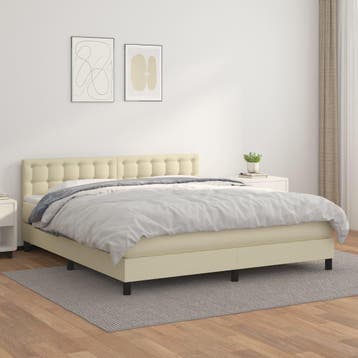 vidaXL Boxspring met matras kunstleer crèmekleurig 160x200, Verzenden, Nieuw
