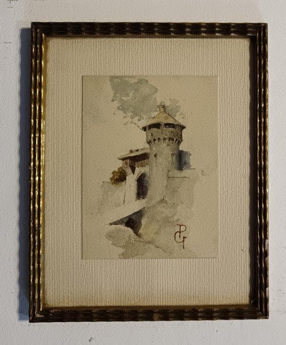 Giovanni Piancastelli (1845-1926) - Torre medievale, Antiek en Kunst, Kunst | Schilderijen | Klassiek