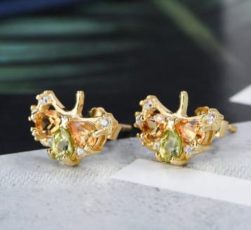 Zonder minimumprijs - Oorbellen - 18 karaat Zilver, Geel