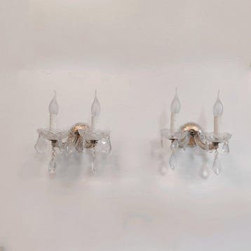 Wandlamp (2) - Glas, Metaal - set Maria Theresia, Antiek en Kunst