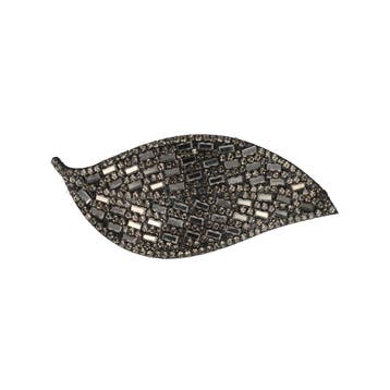 Haarspeld Klikklak 8cm - Blad Vorm - Glitter Steentjes -, Nieuw