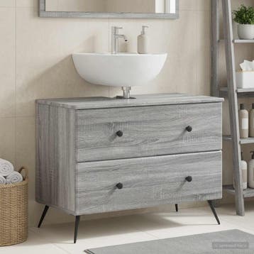 vidaXL Wastafel kabinet voor de badkamer BREDA Grijs Sonoma, Verzenden, Nieuw