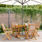 vidaXL 5-delige Tuinset massief hout en stof taupe, Verzenden, Nieuw, Tuinset