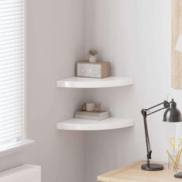 vidaXL Hoekschappen zwevend 2 st 35x35x3,8 cm MDF hoogglans, Verzenden, Nieuw