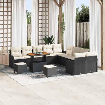 vidaXL Tuinbank Set 13 st 12-Aantal zitplaatsen Zwart en, Tuin en Terras, Verzenden, Nieuw