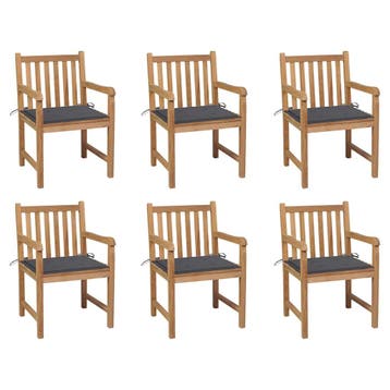 vidaXL Tuinstoelen 6 st met antracietkleurige kussens, Verzenden