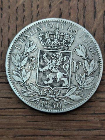 België. Leopold I. 5 Francs 1850 (Zonder minimumprijs), Postzegels en Munten