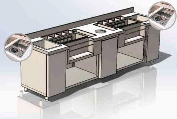 Bar-/Cocktailstation | RVS | Onderbar | Spoelbak +, Articles professionnels, Horeca | Équipement de cuisine, Envoi