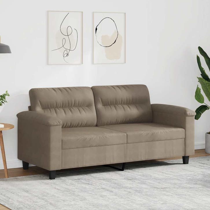 vidaXL Tweezitsbank / zetel 140 cm microvezelstof taupe, Huis en Inrichting, Zetels | Zetels, Nieuw, Verzenden