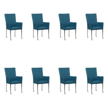Set van 8 Leren eetkamerstoelen Deal met armleuning -, Ophalen of Verzenden, Nieuw, Leer, Eén