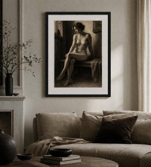 Intimité en clair-obscur by Fransman (1972) Exclusieve, Antiek en Kunst, Kunst | Tekeningen en Fotografie