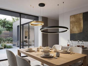 Veiling - Hanglamp Zand Zwart en Goud Duo Ring 60W LED CCT 3, Huis en Inrichting, Nieuw