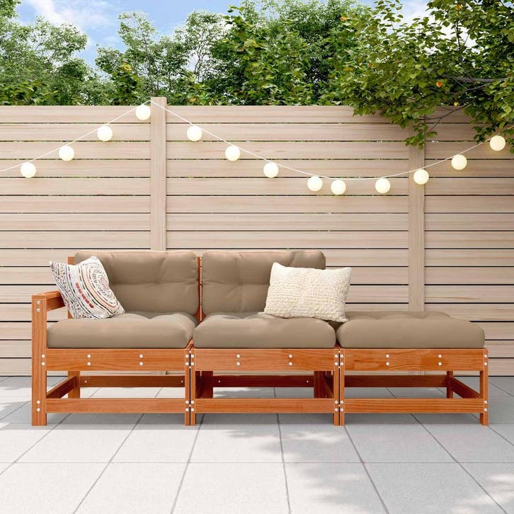 vidaXL Sectie Sofa Eenheden met kussen Wasbruin 190 x 62 x, Jardin & Terrasse, Ensembles de jardin, Envoi