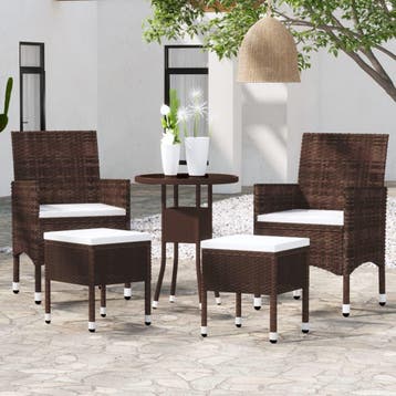 vidaXL 5-delige Loungeset poly rattan bruin, Verzenden, Nieuw, Loungeset