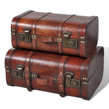 vidaXL Schatkisten 2 st vintage-stijl hout bruin, Verzenden, Nieuw