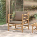 vidaXL Tuinbank met kussens bamboe taupe, Tuin en Terras, Tuinsets en Loungesets, Verzenden, Nieuw