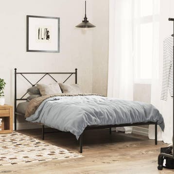 vidaXL Bedframe met hoofdbord metaal zwart 100x200 cm, Verzenden, Nieuw