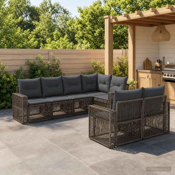 vidaXL Tuinbank Set 7 st 7-Aantal zitplaatsen Grijs en, Verzenden, Nieuw