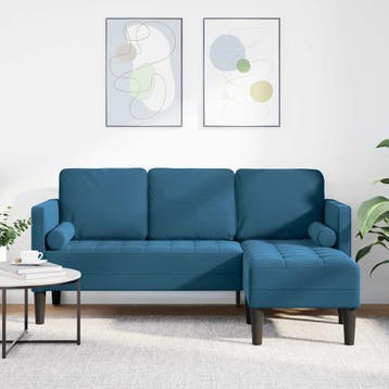 vidaXL bank / zetelstel met kussen Blauw Polyester, Verzenden