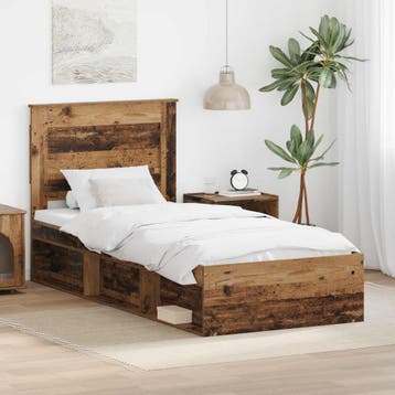vidaXL Bedframe met hoofdeinde Oudhout 100 x 200 cm Massief, Verzenden, Nieuw