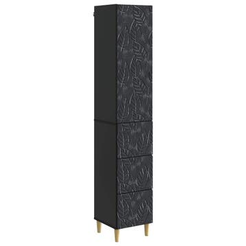 vidaXL Kast Set 2 pcs Zwart 33 x 34,5 x 90 cm Bewerkt hout, Huis en Inrichting, Verzenden, Nieuw
