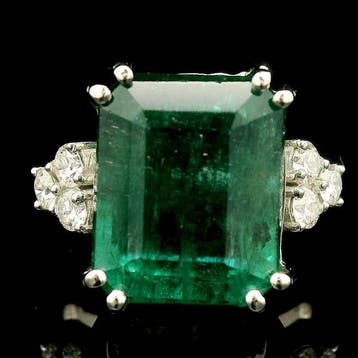 Ring Platina - 7.50ct. tw. Smaragd - Diamant, Nieuw