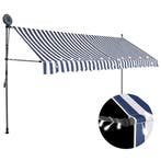 vidaXL Luifel handmatig uitschuifbaar met LED 400 cm blauw, Verzenden